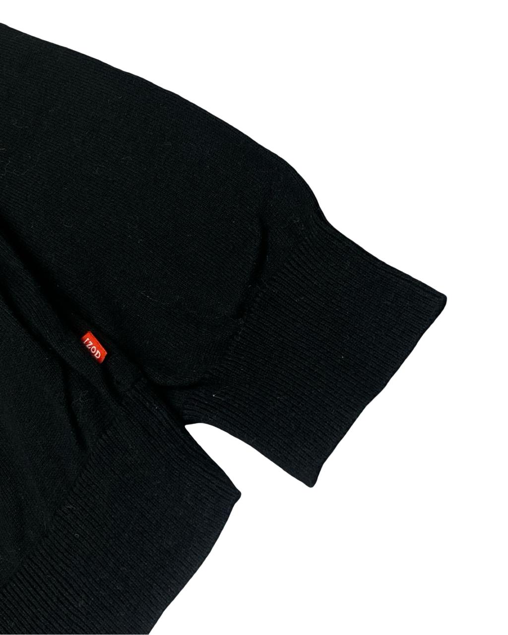 IZOD Black Cotton V-Neck Sweater | Size Medium | Chest 22”