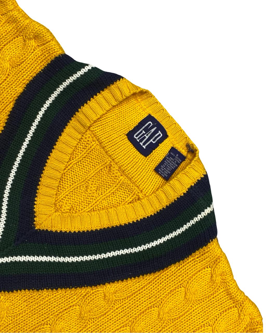 GAP Yellow Cable Knit Cricket Sweater Vest | Size Large | Chest 23.5”