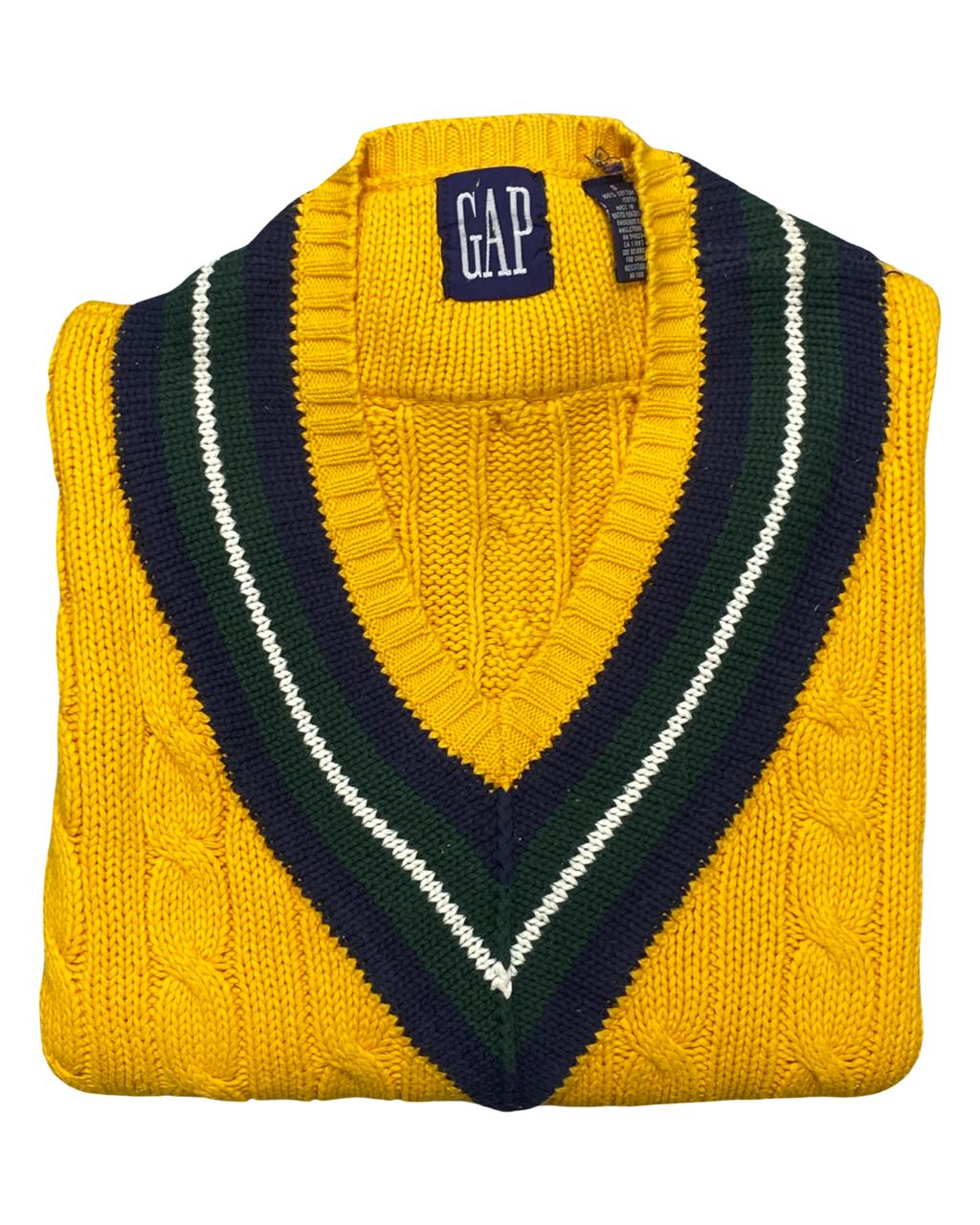 GAP Yellow Cable Knit Cricket Sweater Vest | Size Large | Chest 23.5”