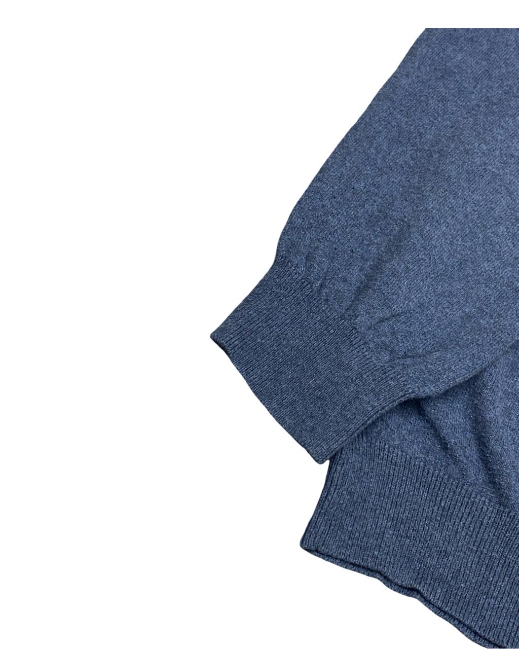 L.L. Bean Blue Quarter-Zip Cotton Sweater | Size Large | Chest 24”