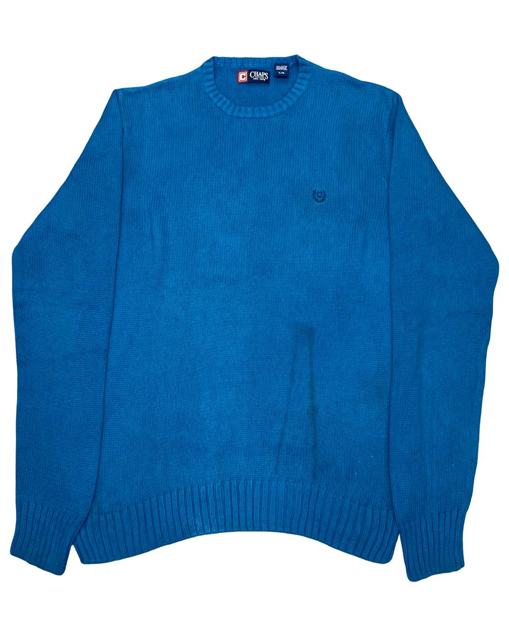 Chaps Blue Cotton Crewneck Sweater | Size M | Chest 22.5”