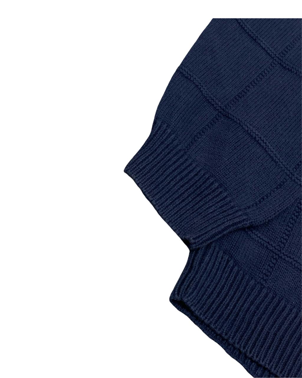 IZOD Navy Grid Knit Sweater | Size Medium | Chest 22.5”