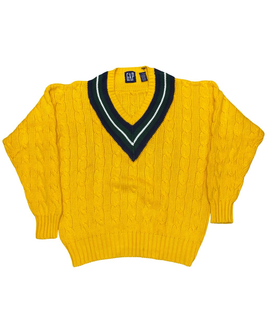 GAP Yellow Cable Knit Cricket Sweater Vest | Size Large | Chest 23.5”