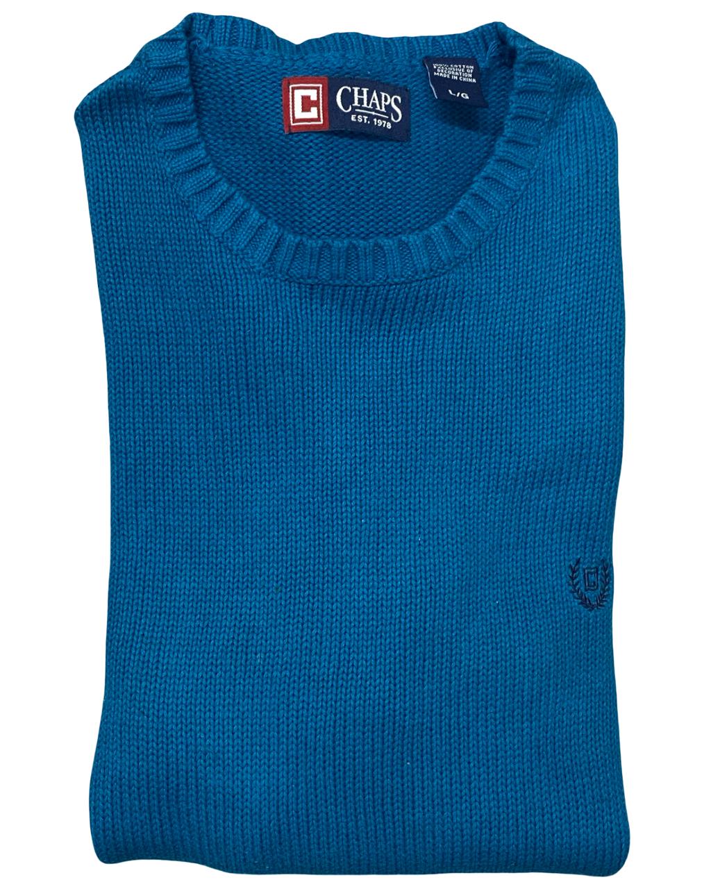 Chaps Blue Cotton Crewneck Sweater | Size M | Chest 22.5”