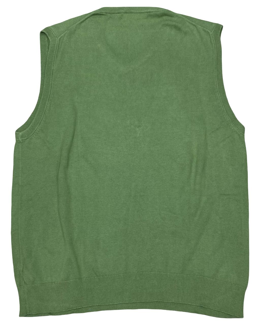 Chaps Green Cotton V-Neck Sweater Vest | Size Large | Chest 23”
