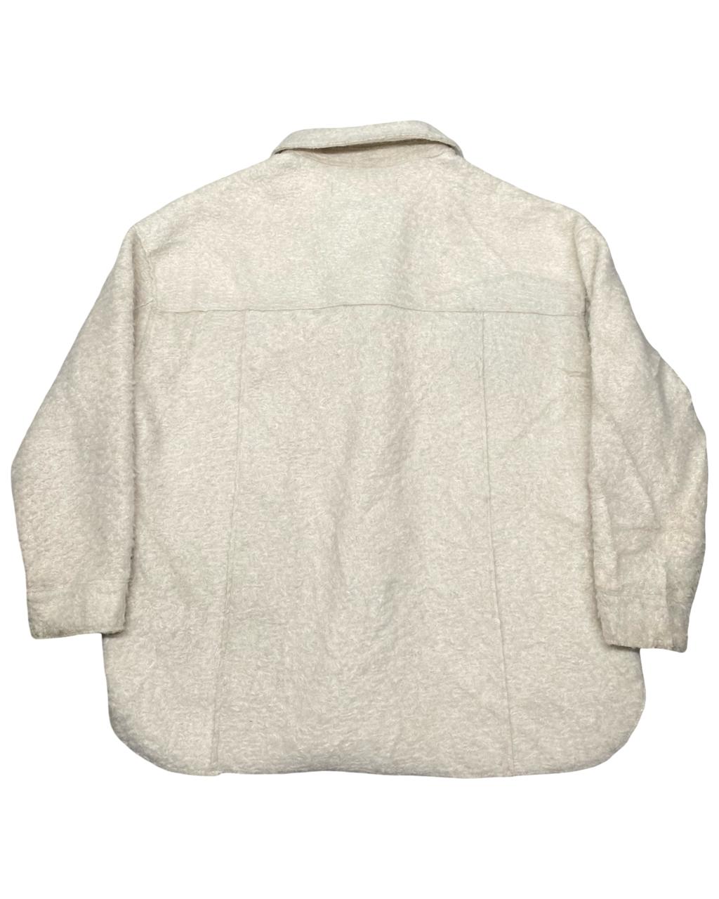 Zara Man Cream Textured Overshirt Jacket | Size Large | Chest 23.5”