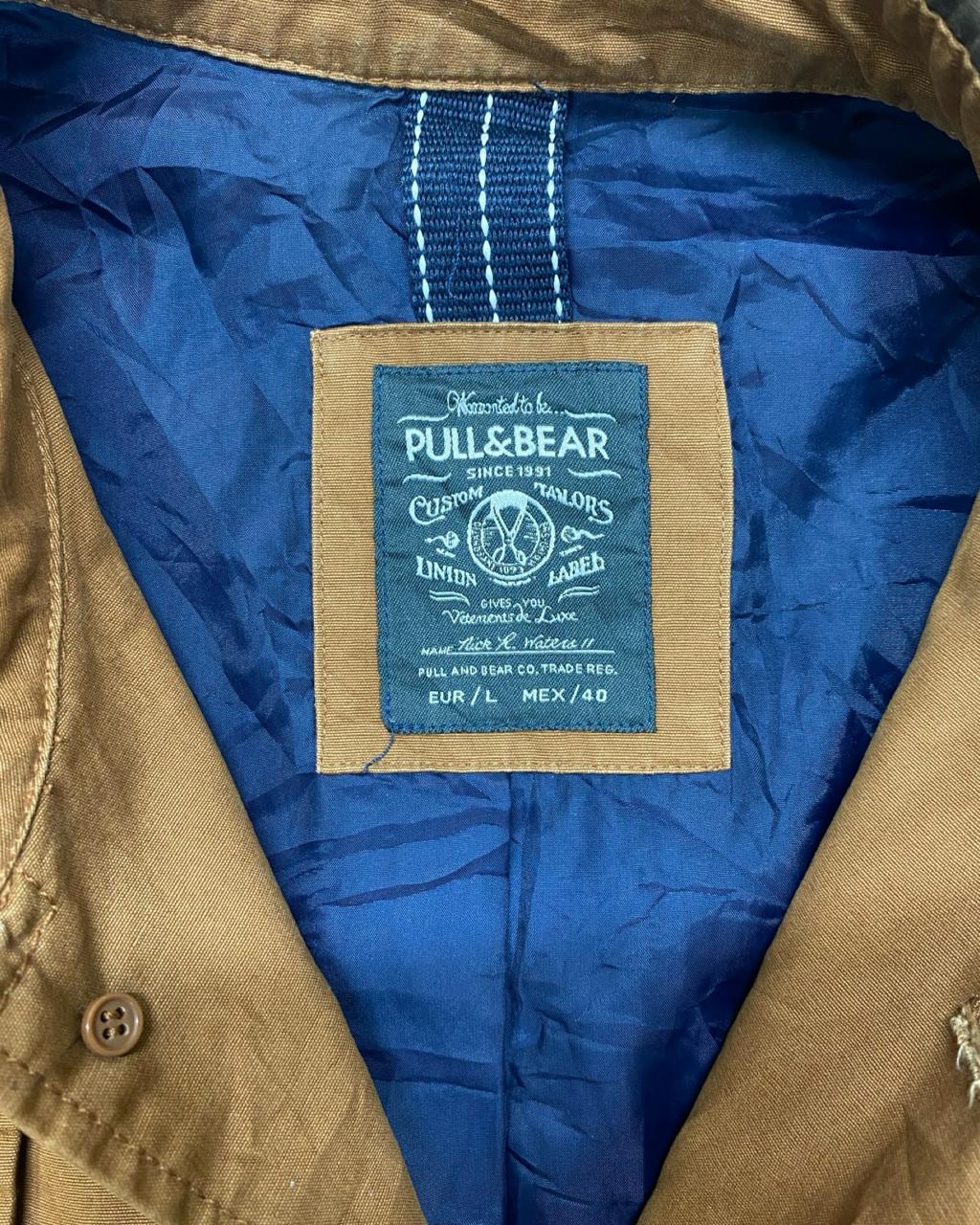 Pull&Bear Brown Button-Up Field Jacket | Size Medium | Chest 21.5”
