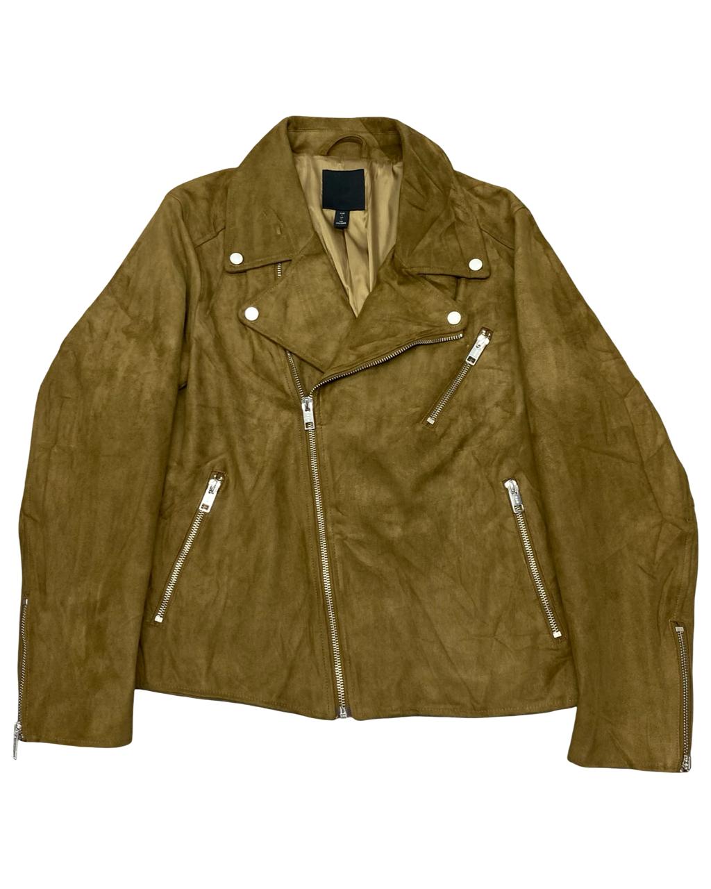 H&M Brown Faux Suede Moto Jacket | Size Medium | Chest 21.5”