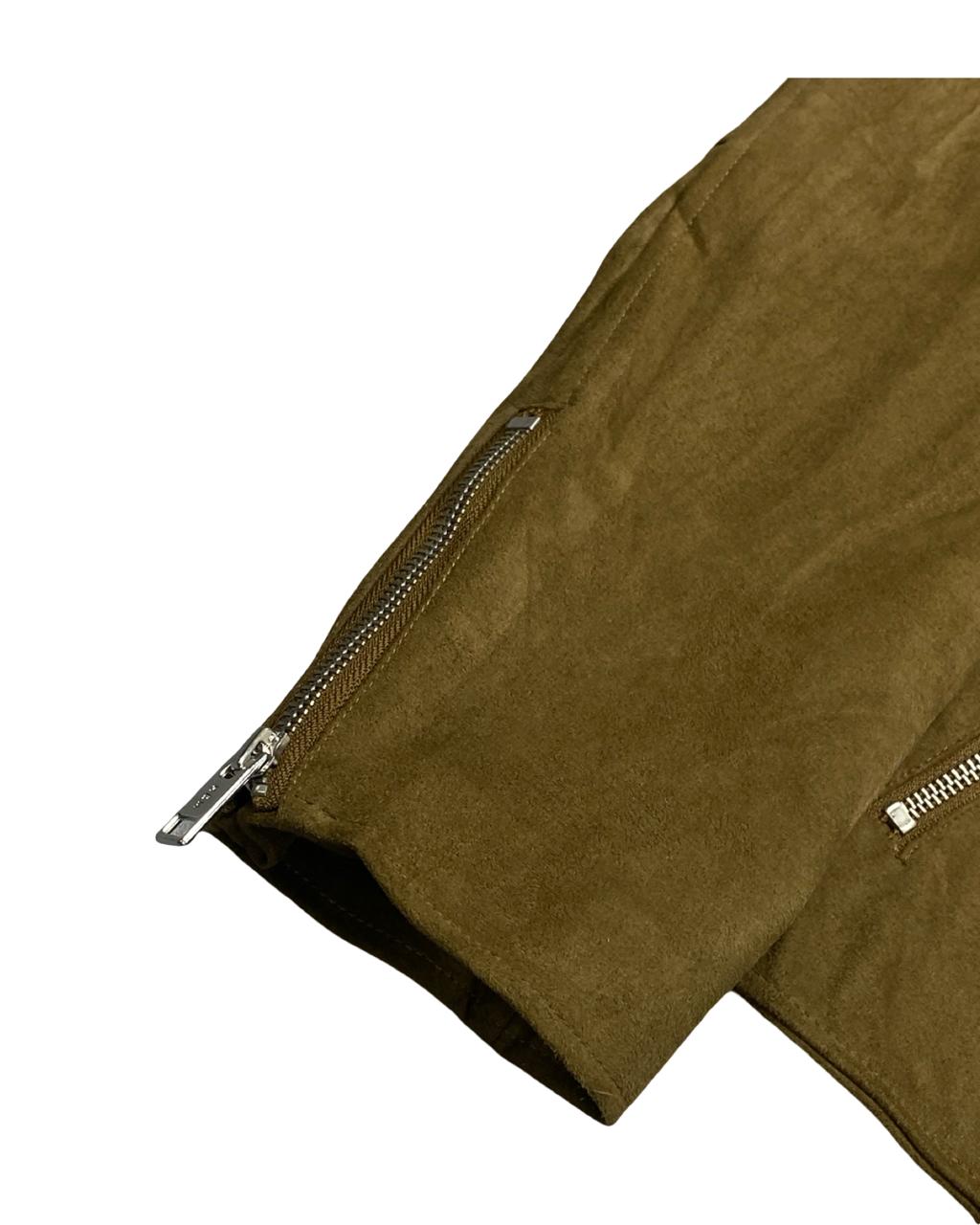 H&M Brown Faux Suede Moto Jacket | Size Medium | Chest 21.5”