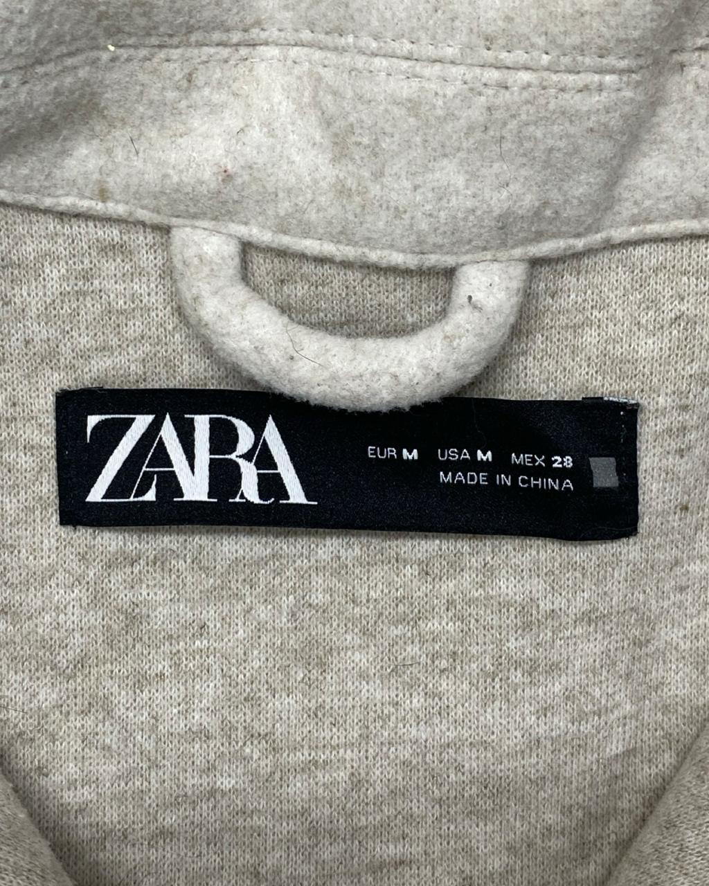ZARA Man Light Beige Wool-Blend Overshirt | Size Large | Chest 24.5”
