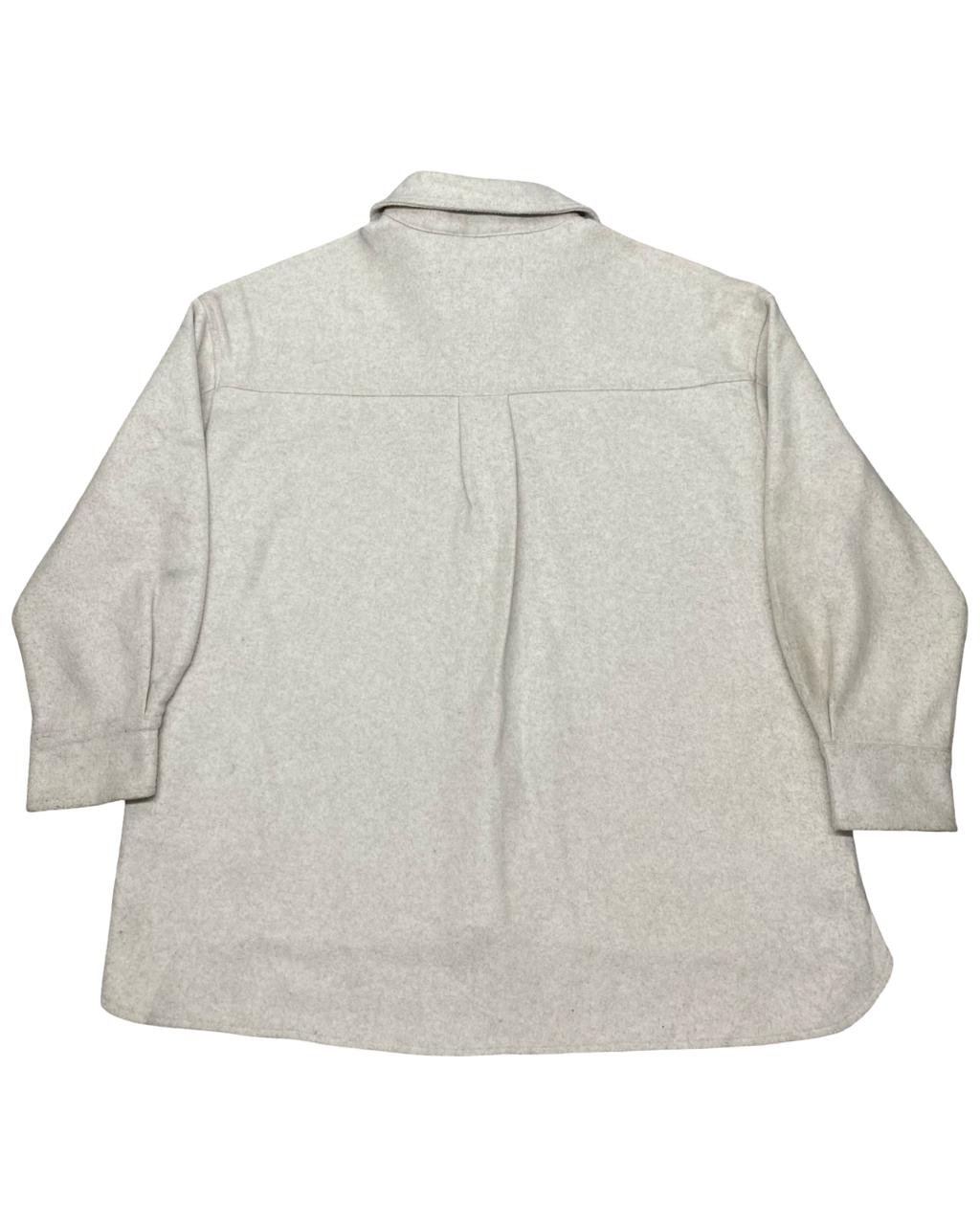 ZARA Man Light Beige Wool-Blend Overshirt | Size Large | Chest 24.5”