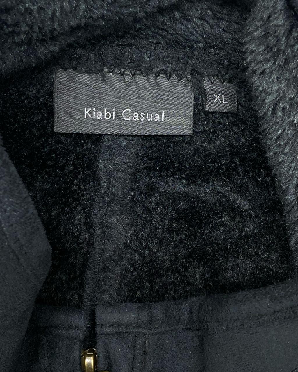 Kiabi Casual Black Faux Suede Jacket with Knit Sleeves | Size Large | Chest 24.5”