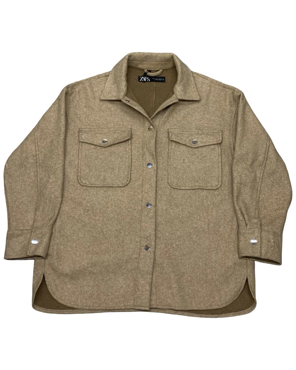 ZARA Man Camel Wool-Blend Overshirt | Size Large | Chest 23.5”