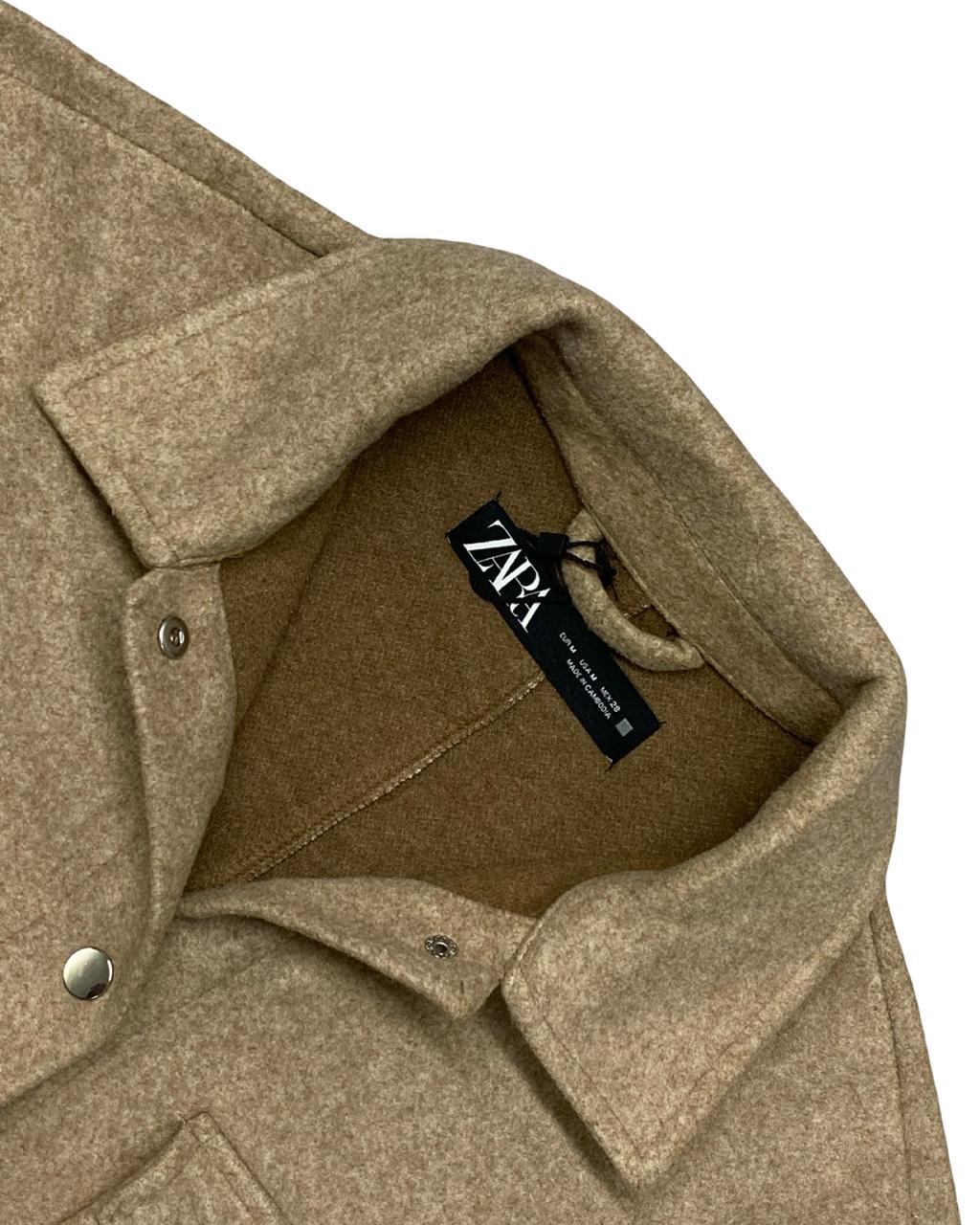 ZARA Man Camel Wool-Blend Overshirt | Size Large | Chest 23.5”
