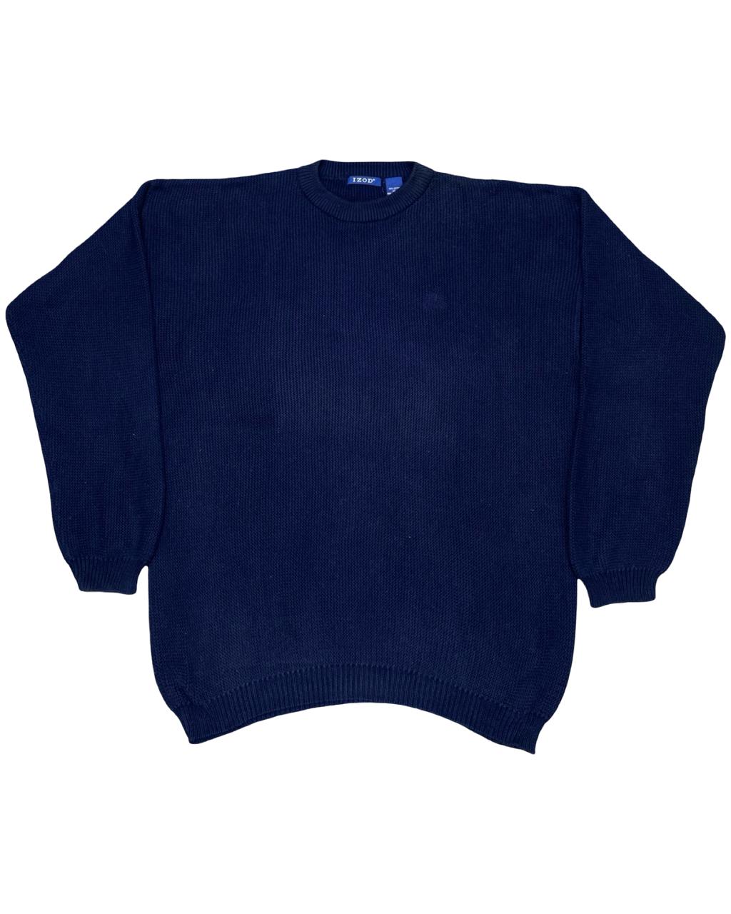 IZOD Navy Blue Textured Knit Sweater | Size Large | Chest 25”