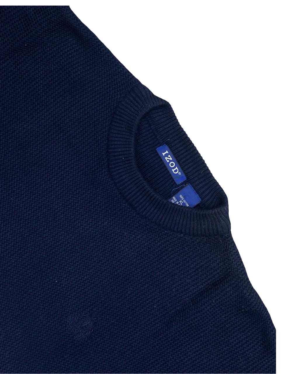 IZOD Navy Blue Textured Knit Sweater | Size Large | Chest 25”