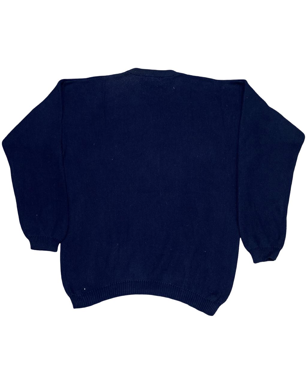IZOD Navy Blue Textured Knit Sweater | Size Large | Chest 25”