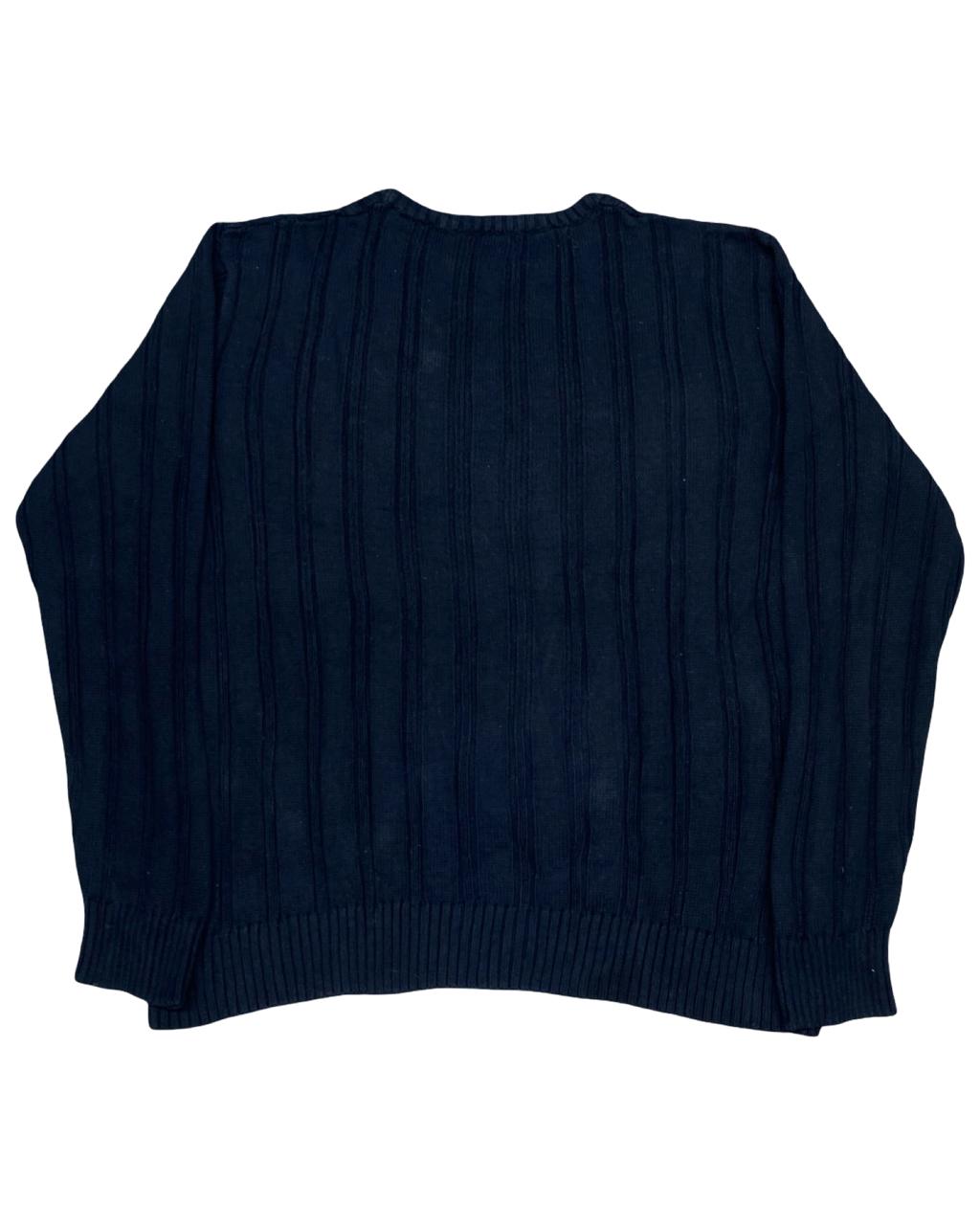 NAUTICA Navy Cable Knit Sweater with Red Logo | Size XL | Chest 25.5”