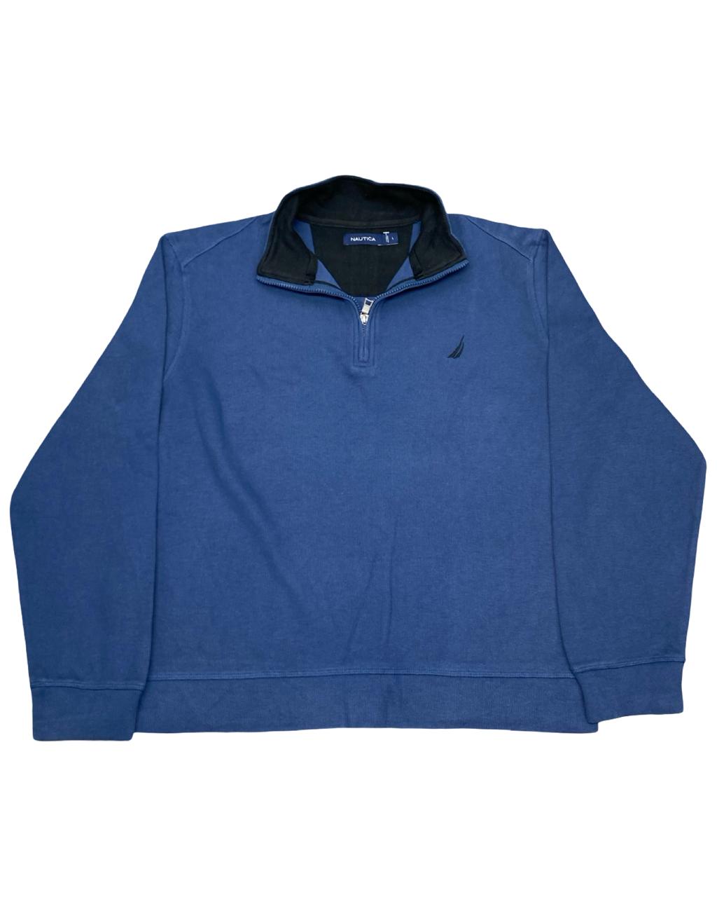 NAUTICA Blue Quarter-Zip Pullover Sweatshirt | Size XL | Chest 25.5”