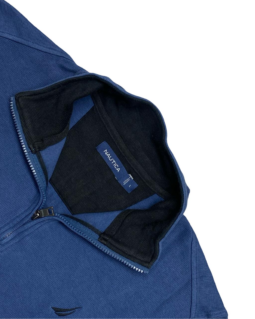 NAUTICA Blue Quarter-Zip Pullover Sweatshirt | Size XL | Chest 25.5”