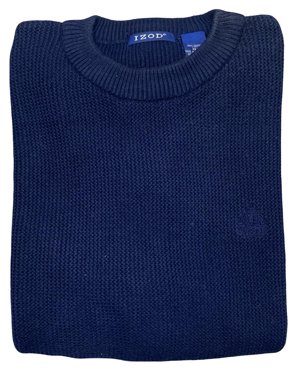 IZOD Navy Blue Textured Knit Sweater | Size Large | Chest 25”
