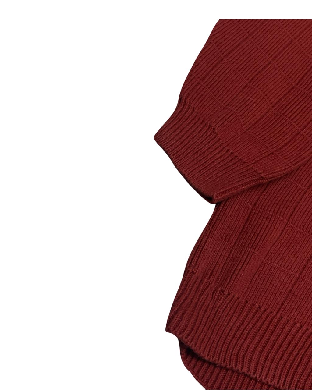 IZOD Red Grid-Knit Cotton Sweater | Size XL | Chest 26”