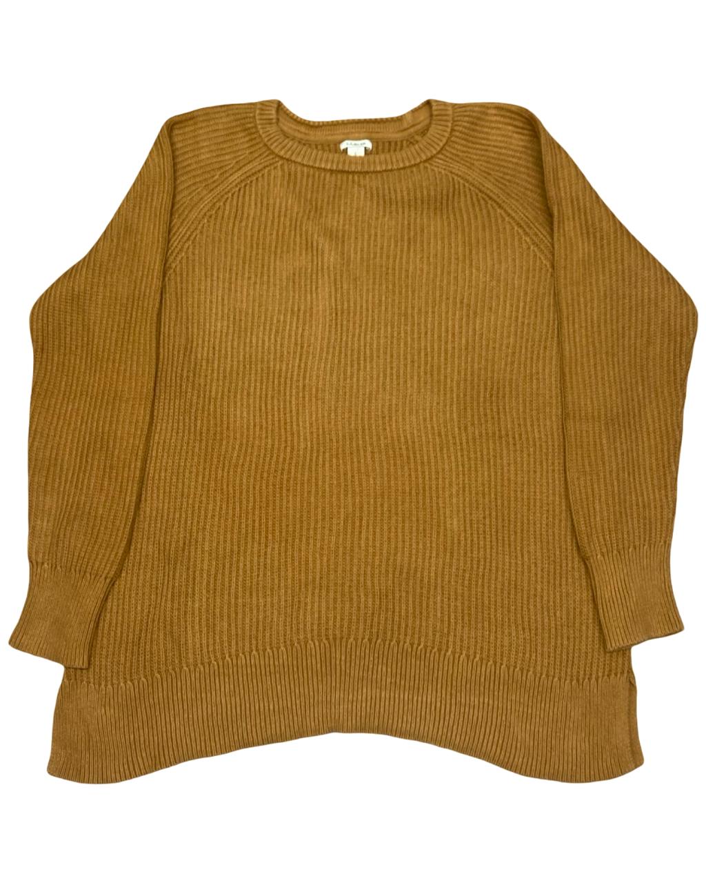 L.L.Bean Camel Brown Ribbed Knit Sweater | Size Medium | Chest 22”