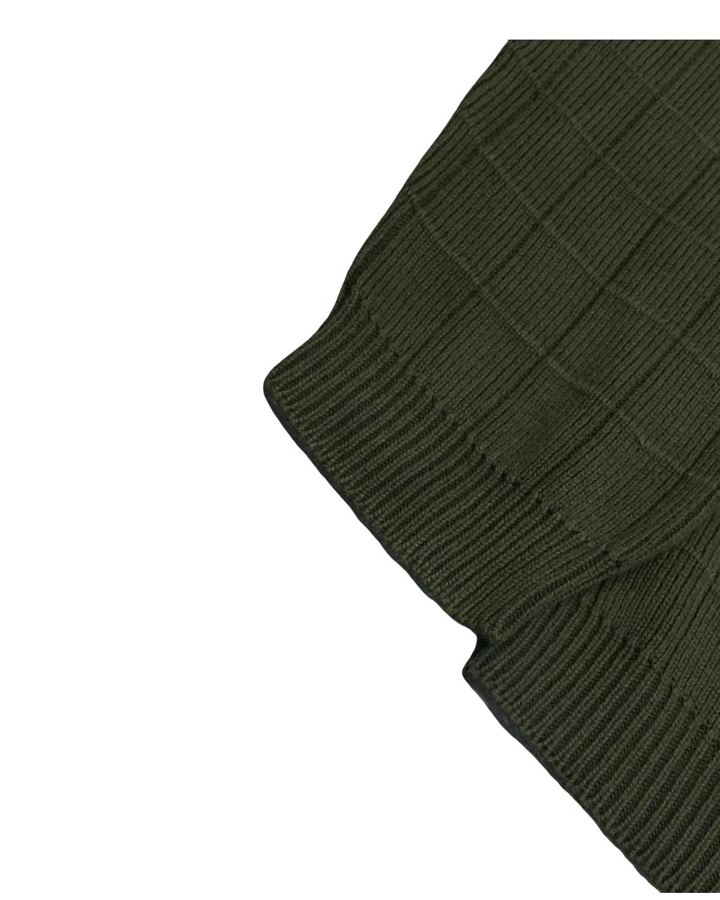 IZOD Olive Green Grid-Knit Sweater | Size XXL | Chest 27.5”