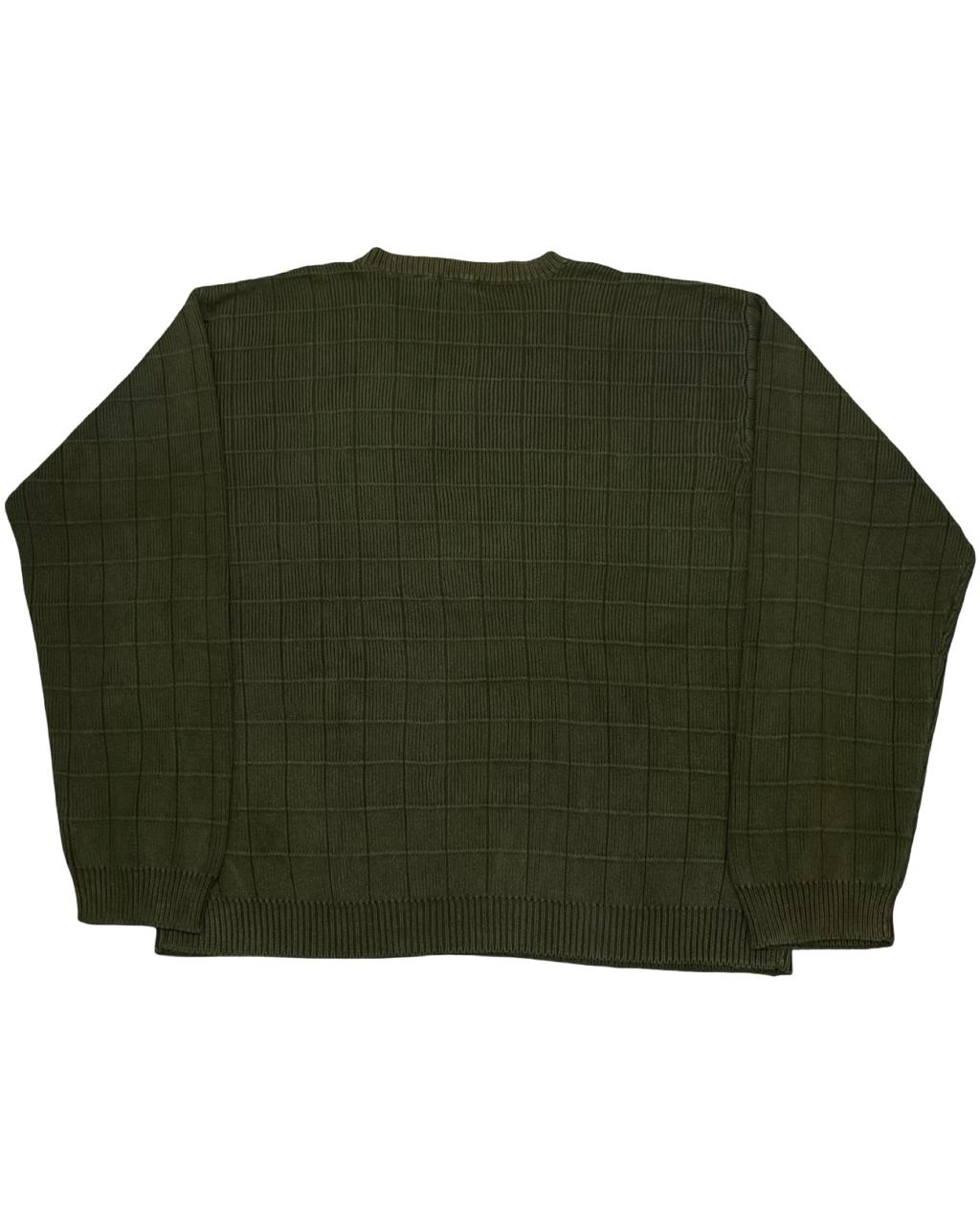 IZOD Olive Green Grid-Knit Sweater | Size XXL | Chest 27.5”