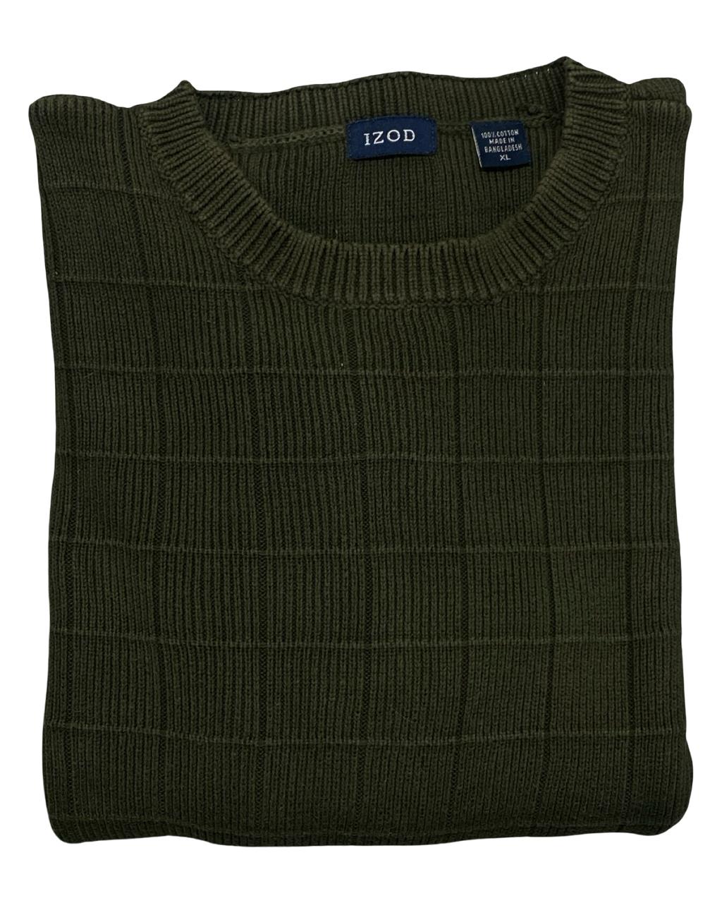 IZOD Olive Green Grid-Knit Sweater | Size XXL | Chest 27.5”
