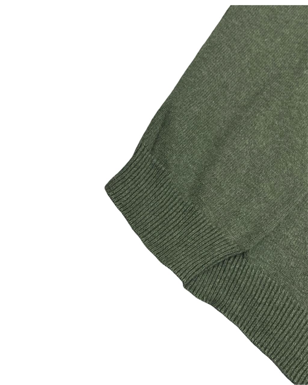 CHAPS Green Cotton Knit Polo Sweater | Size Large | Chest 23.5”