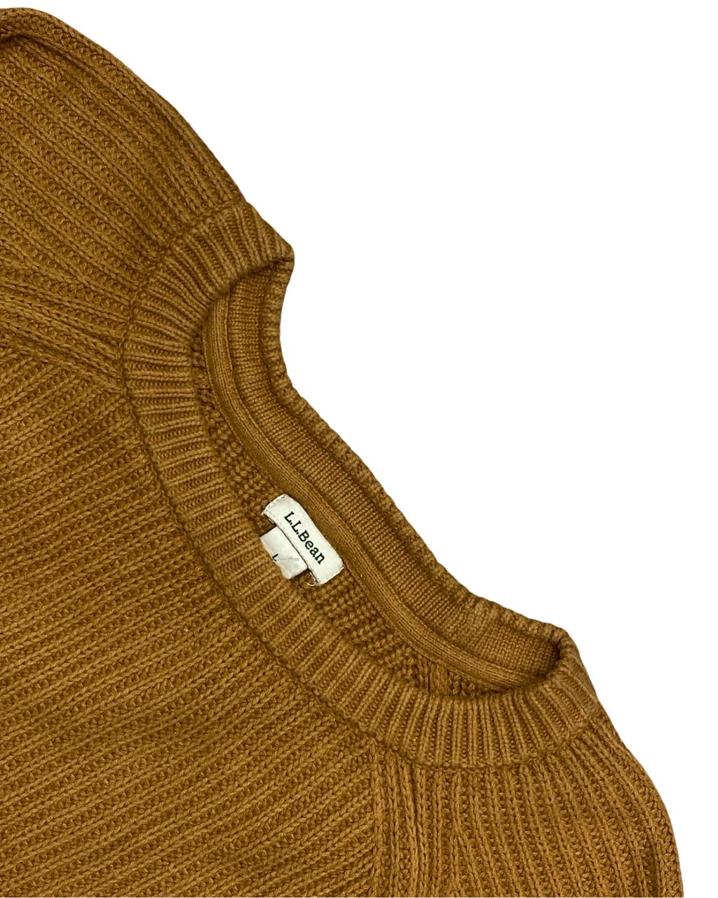 L.L.Bean Camel Brown Ribbed Knit Sweater | Size Medium | Chest 22”