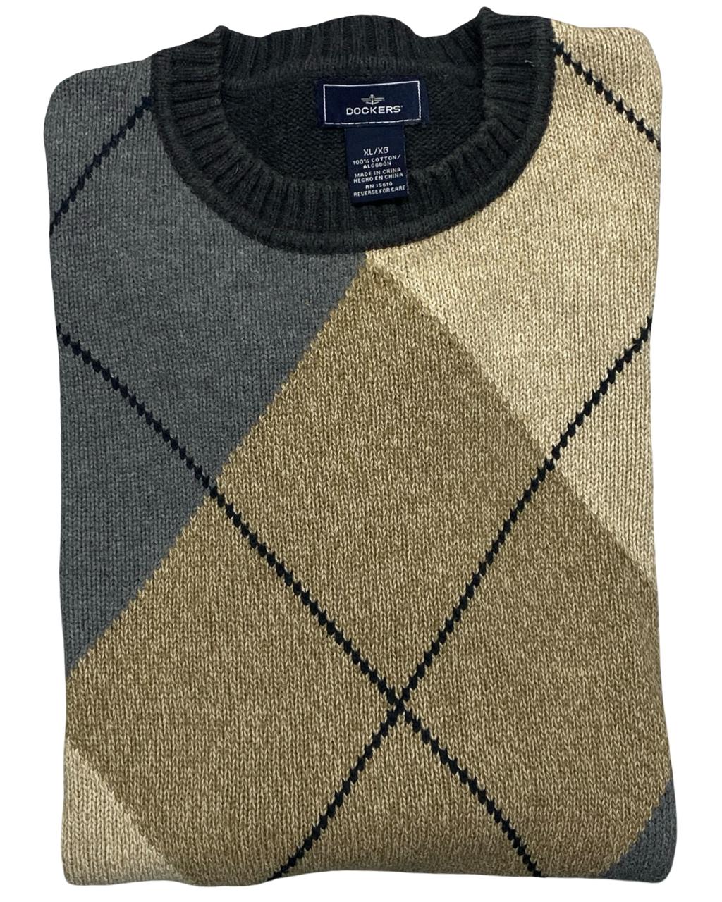 DOCKERS Argyle Crewneck Sweater | Size Large | Chest 25”