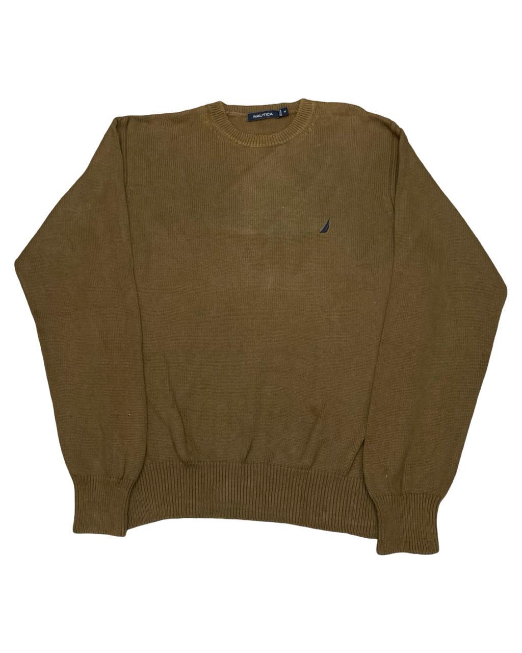 NAUTICA Olive Brown Cotton Sweater | Size Large | Chest 23”