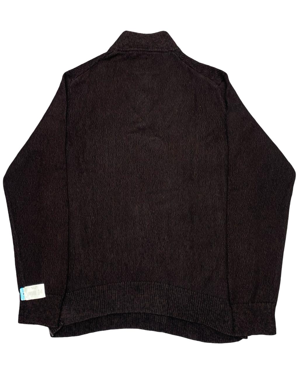 Calvin Klein Jeans Brown Chevron Knit Quarter-Zip Sweater | Size Medium | Chest 22.5”