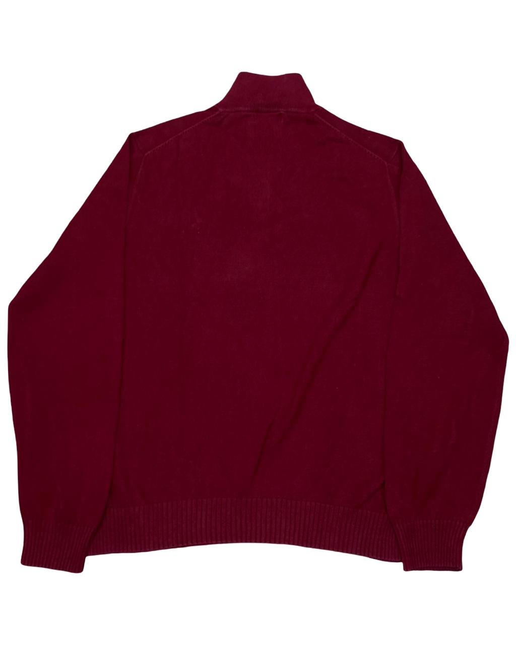 NAUTICA Maroon Quarter-Zip Mock Neck Sweater | Size Large | Chest 23”