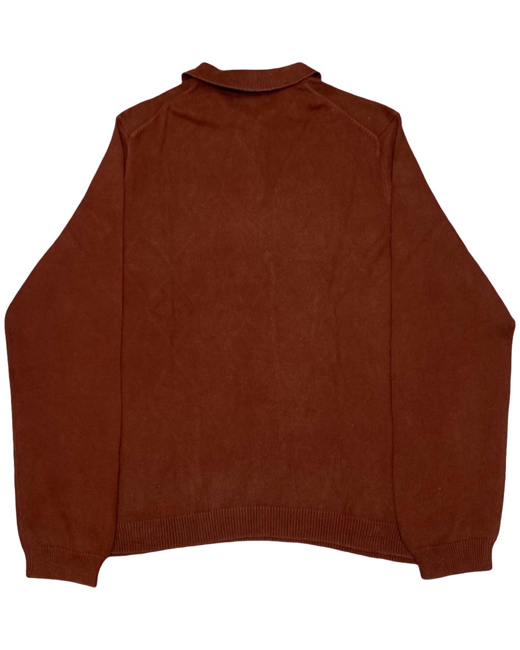 Eddie Bauer Rust Knit Polo Sweater | Size Medium | Chest 22”