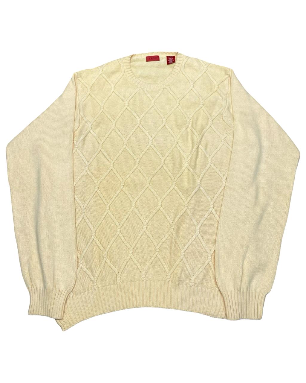 IZOD Diamond-Knit Cream Sweater | Size XL | Chest 24.5”