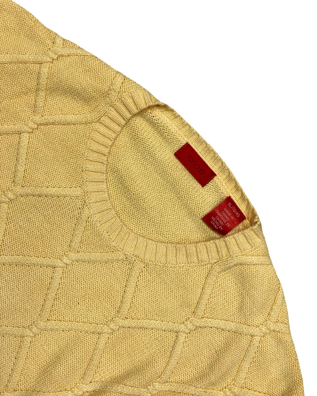 IZOD Diamond-Knit Cream Sweater | Size XL | Chest 24.5”