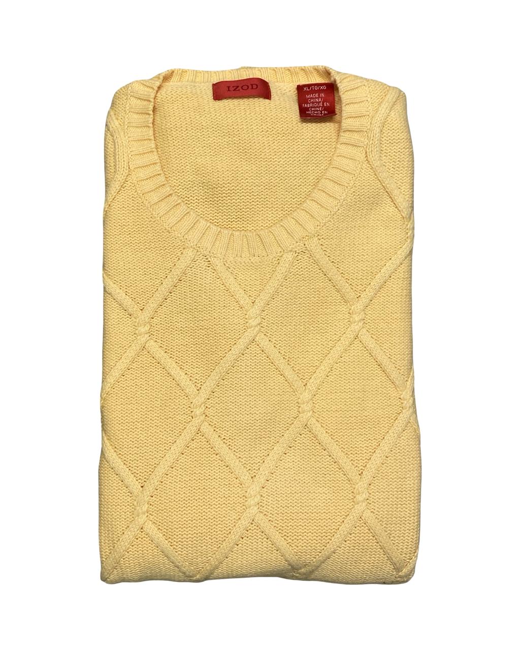 IZOD Diamond-Knit Cream Sweater | Size XL | Chest 24.5”