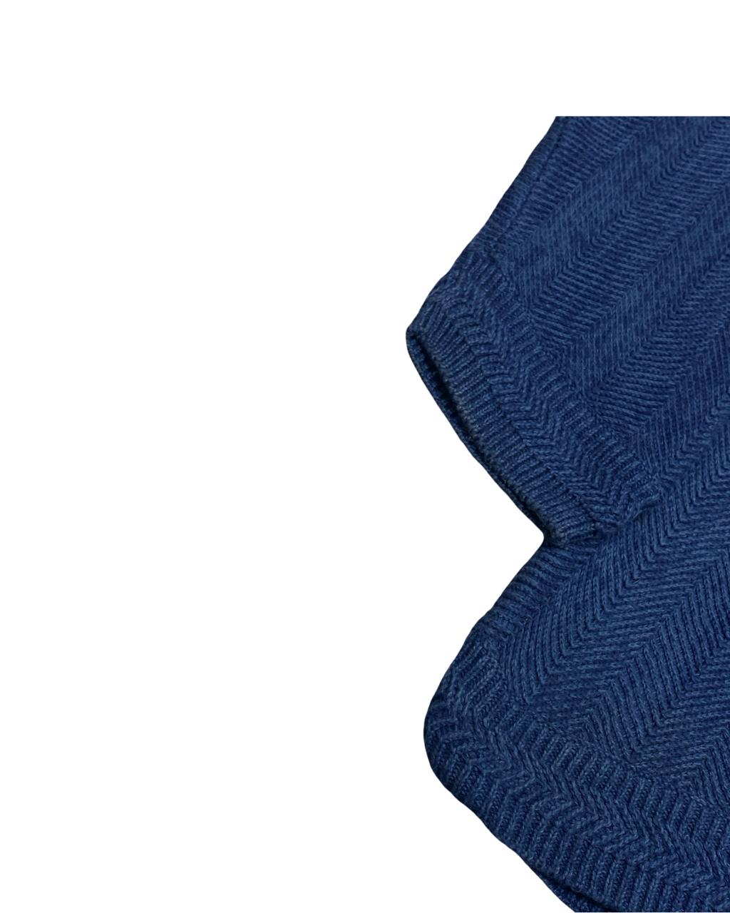 CHAPS RL Blue Herringbone Knit Sweater | Size Large | Chest 24”