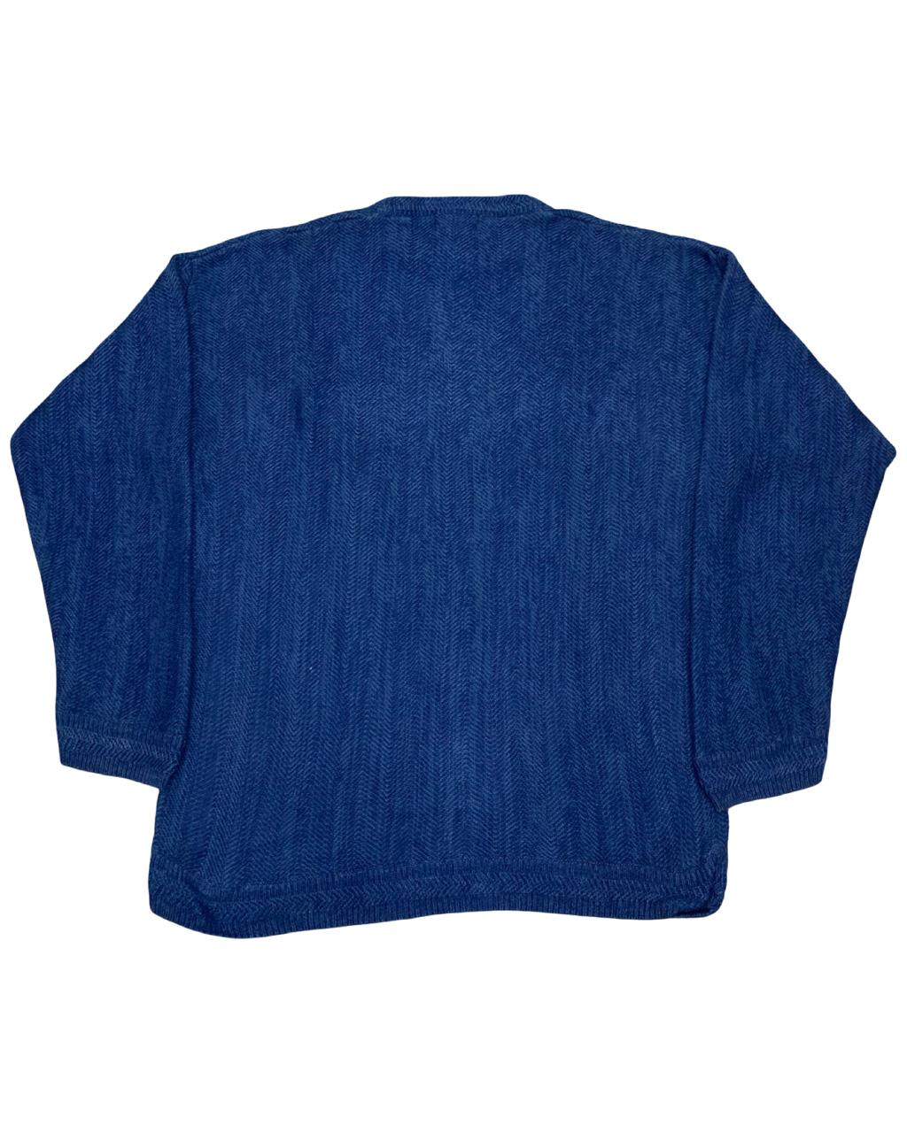 CHAPS RL Blue Herringbone Knit Sweater | Size Large | Chest 24”