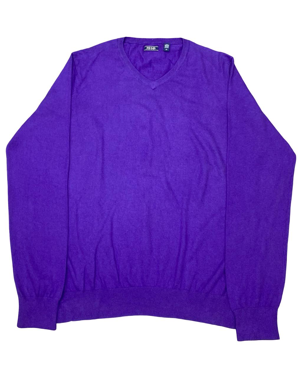 IZOD Purple V-Neck Knit Sweater | Size Large | Chest 23”