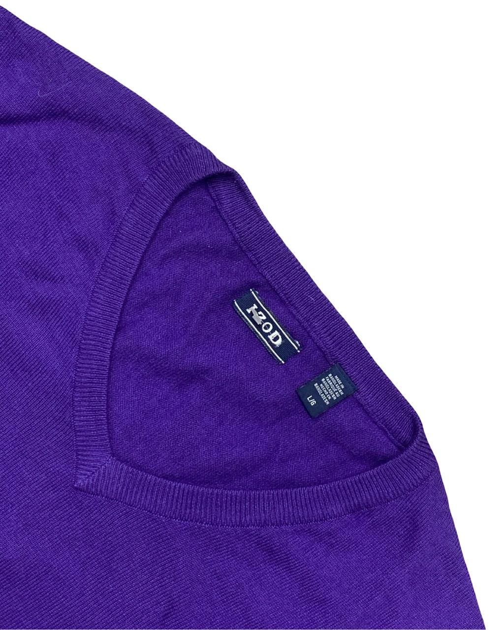 IZOD Purple V-Neck Knit Sweater | Size Large | Chest 23”