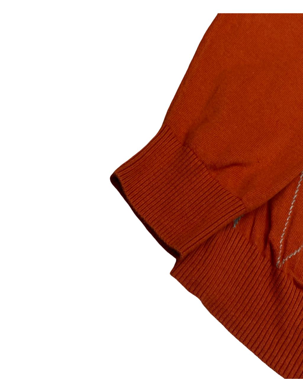 IZOD Orange Argyle V-Neck Sweater | Size Large | Chest 23.5”