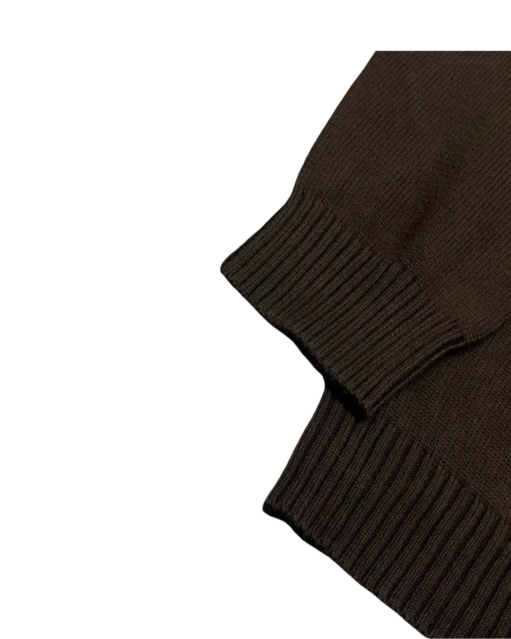 Nautica Brown Full-Zip Mock Neck Sweater | Size Large | Chest 24”