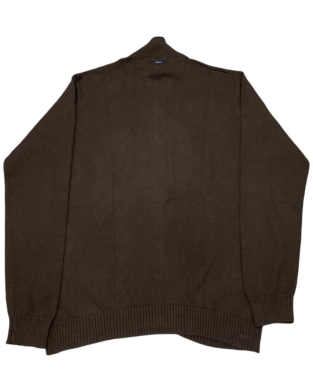 Nautica Brown Full-Zip Mock Neck Sweater | Size Large | Chest 24”