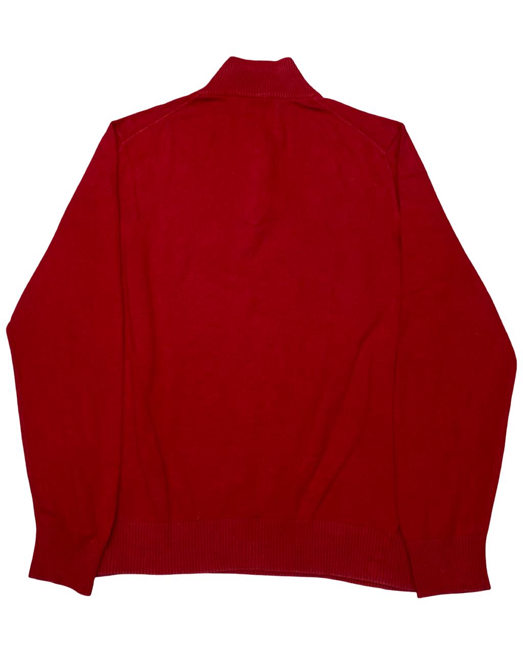 Nautica Red Quarter-Zip Mock Neck Sweater | Size Medium | Chest 22”