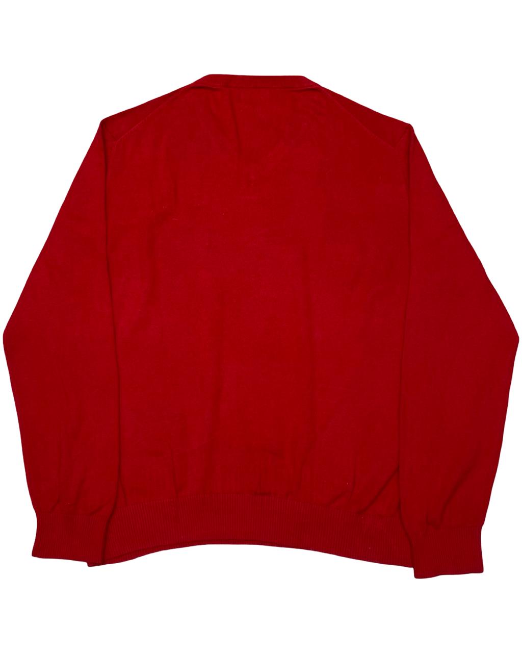 Nautica Red V-Neck Cotton Sweater | Size XL | Chest 26.5”