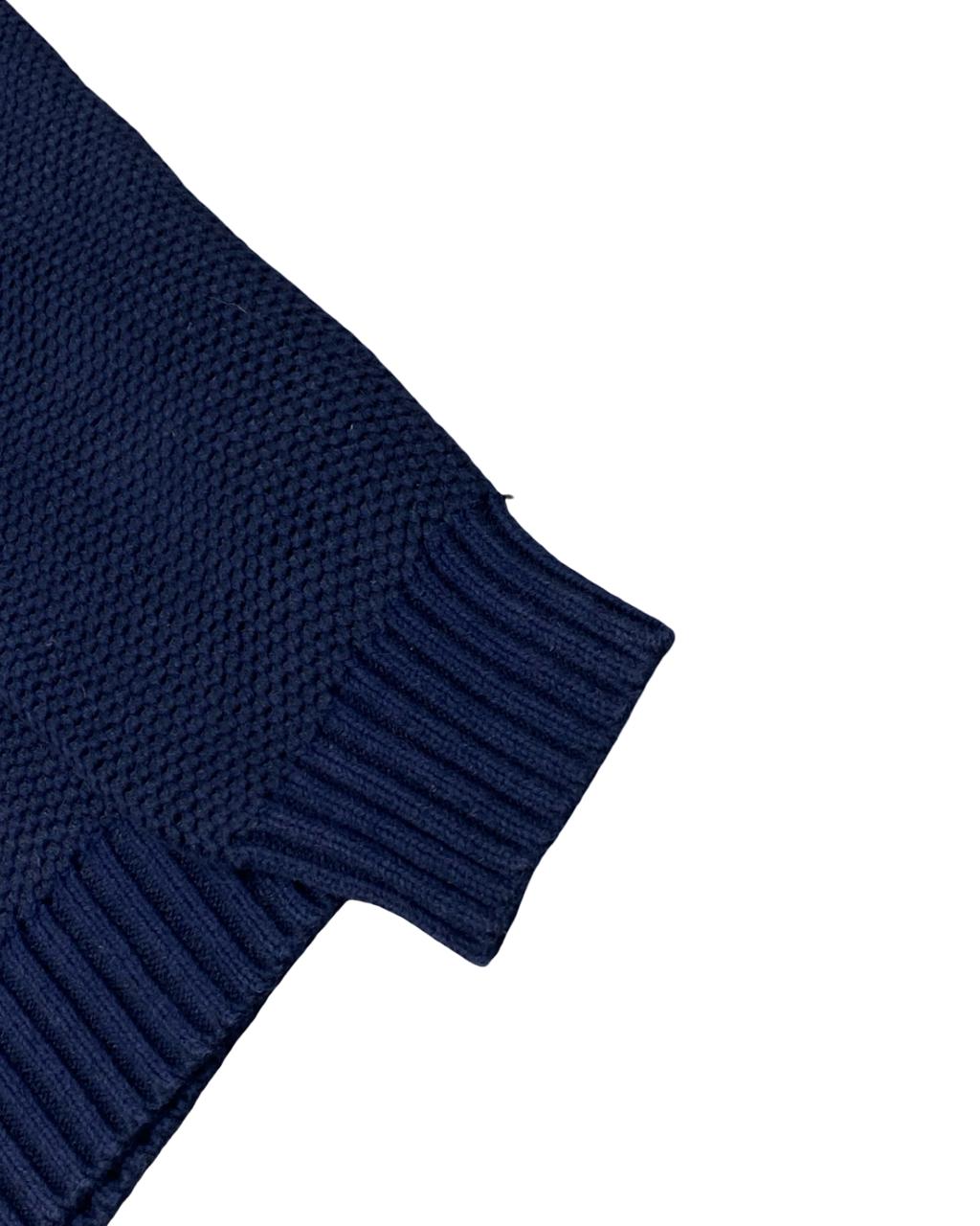 IZOD Navy Fair Isle Quarter-Zip Sweater | Size Large | Chest 23”